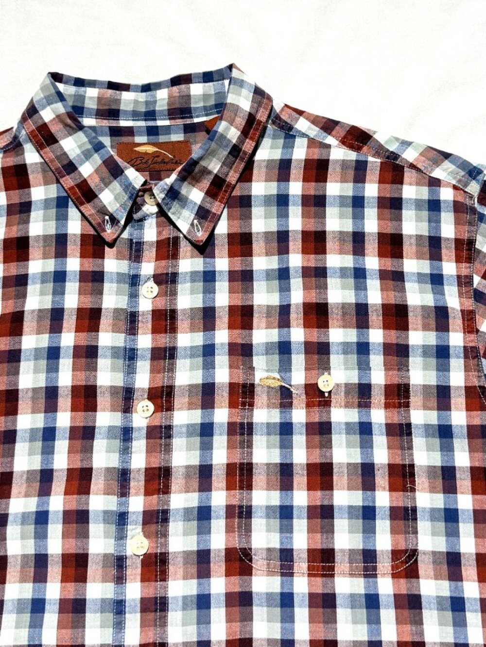 Bob Timberlake Mens Shirt XL Multicolored Check 100% Cotton Button Up Preppy
